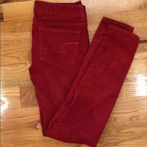 Bold and comfy red American Eagle pants